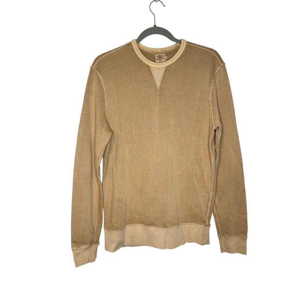 Faherty French Terry Crewneck Sweater Tan Size Medium